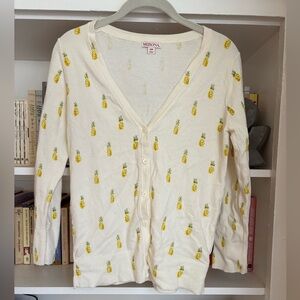 Merona Women’s Pineapple Cardigan Sweater 3/4 sleeve size small